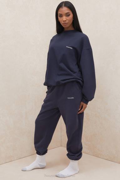 vestiario esso House of CB pantaloni da jogging blu navy con motivo spazzolato X44T997