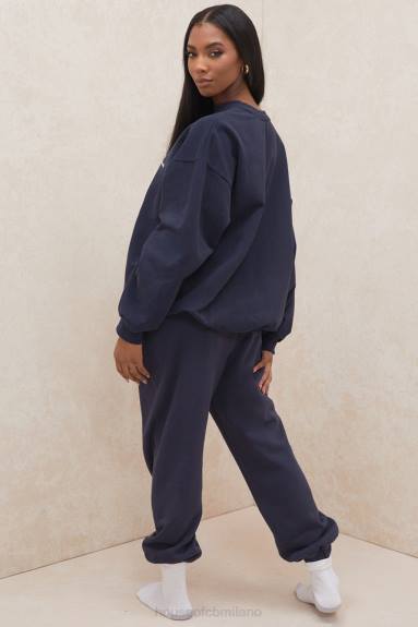 vestiario esso House of CB pantaloni da jogging blu navy con motivo spazzolato X44T997