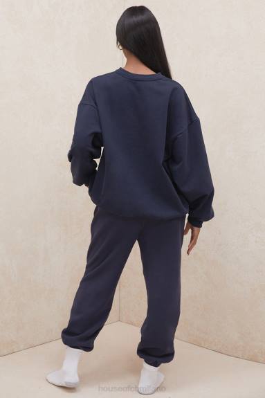 vestiario esso House of CB pantaloni da jogging blu navy con motivo spazzolato X44T997