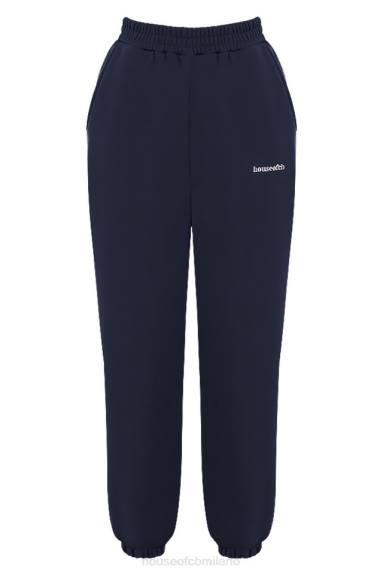 vestiario esso House of CB pantaloni da jogging blu navy con motivo spazzolato X44T997
