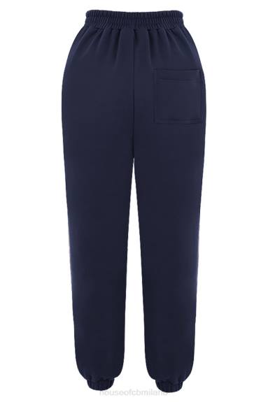 vestiario esso House of CB pantaloni da jogging blu navy con motivo spazzolato X44T997