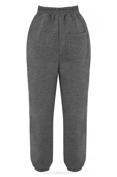 vestiario esso House of CB pantaloni da jogging in pile grigio scuro con retro in pile X44T945
