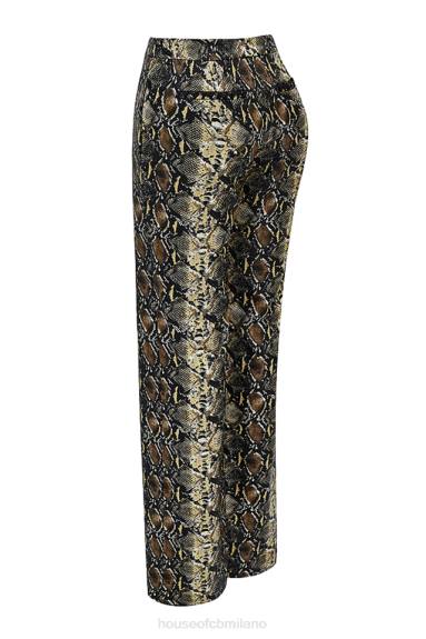 vestiario esso House of CB pantaloni in pelle vegana con stampa serpente serina X44T835