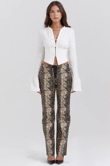 vestiario esso House of CB pantaloni in pelle vegana con stampa serpente serina X44T835