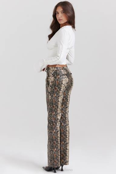 vestiario esso House of CB pantaloni in pelle vegana con stampa serpente serina X44T835