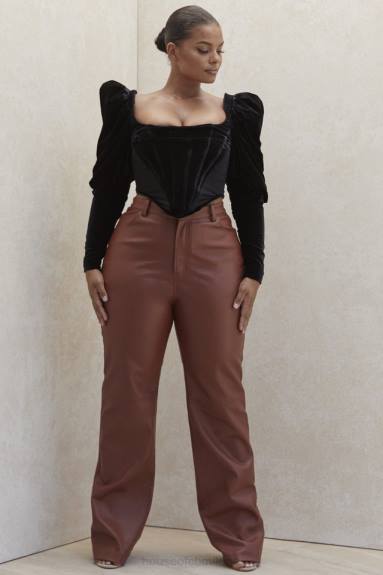 vestiario esso House of CB pantaloni in pelle vegana elasticizzata marrone chiaro Inaya X44T1011