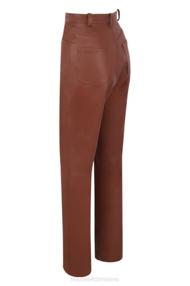 vestiario esso House of CB pantaloni in pelle vegana elasticizzata marrone chiaro Inaya X44T1011