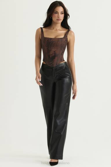 vestiario esso House of CB pantaloni in pelle vegana nera omaira X44T894