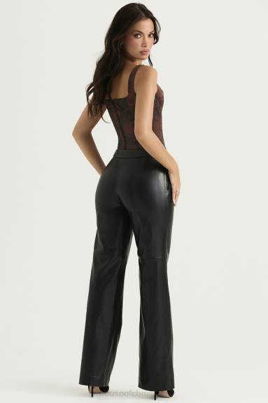 vestiario esso House of CB pantaloni in pelle vegana nera omaira X44T894