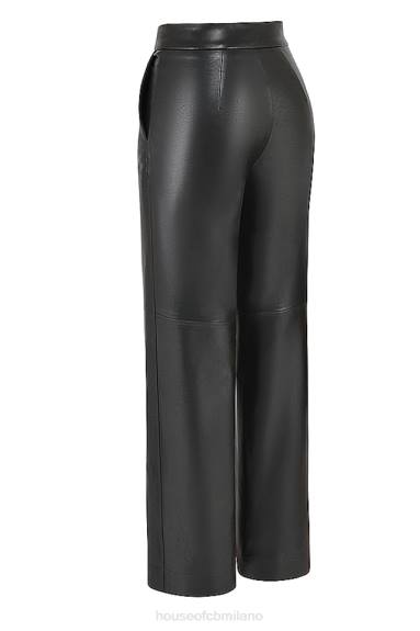 vestiario esso House of CB pantaloni in pelle vegana nera omaira X44T894