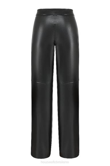 vestiario esso House of CB pantaloni in pelle vegana nera omaira X44T894