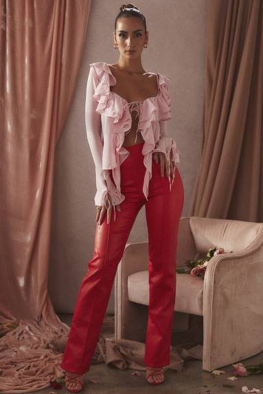 vestiario esso House of CB pantaloni in pelle vegana scarlatta elenaora X44T940