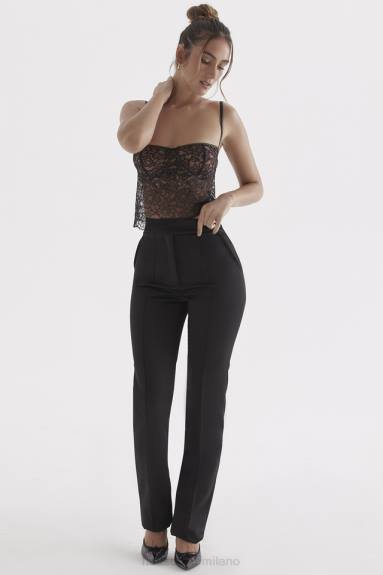 vestiario esso House of CB pantaloni in raso nero tanaceto X44T870
