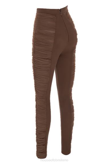 vestiario esso House of CB pantaloni in rete a strati isotta cioccolato X44T971