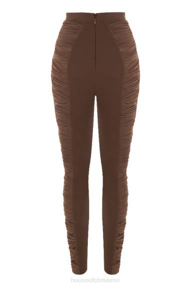 vestiario esso House of CB pantaloni in rete a strati isotta cioccolato X44T971