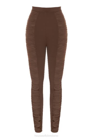 vestiario esso House of CB pantaloni in rete a strati isotta cioccolato X44T971