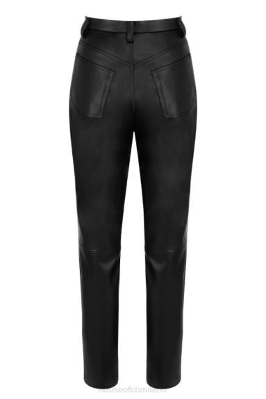 vestiario esso House of CB pantaloni inaya in pelle vegana elasticizzata nera X44T1023