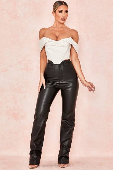 vestiario esso House of CB pantaloni inaya in pelle vegana elasticizzata nera X44T1023