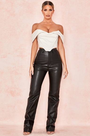 vestiario esso House of CB pantaloni inaya in pelle vegana elasticizzata nera X44T1023