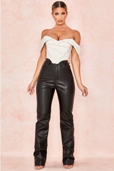 vestiario esso House of CB pantaloni inaya in pelle vegana elasticizzata nera X44T1023