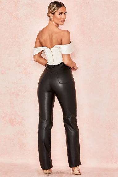 vestiario esso House of CB pantaloni inaya in pelle vegana elasticizzata nera X44T1023