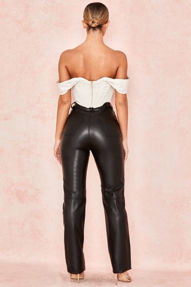 vestiario esso House of CB pantaloni inaya in pelle vegana elasticizzata nera X44T1023