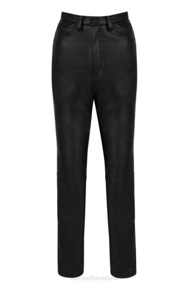 vestiario esso House of CB pantaloni inaya in pelle vegana elasticizzata nera X44T1023