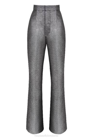 vestiario esso House of CB pantaloni jas argento kick flare X44T992