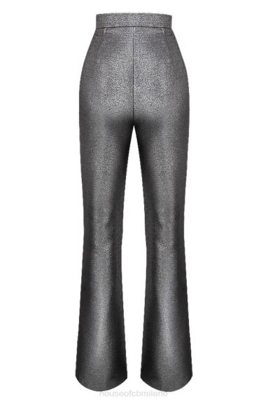 vestiario esso House of CB pantaloni jas argento kick flare X44T992