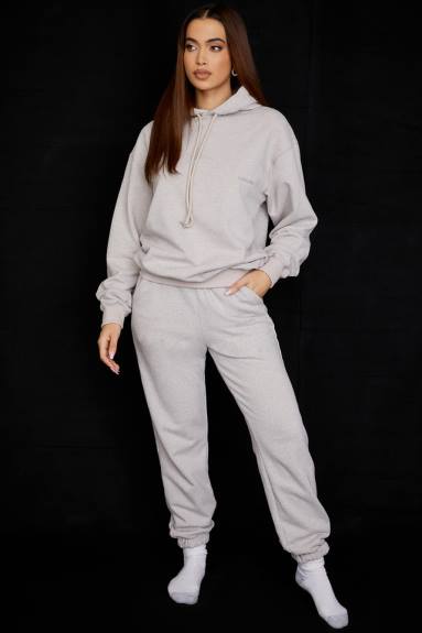 vestiario esso House of CB pantaloni jogging grigio chiaro con retro in pile X44T944