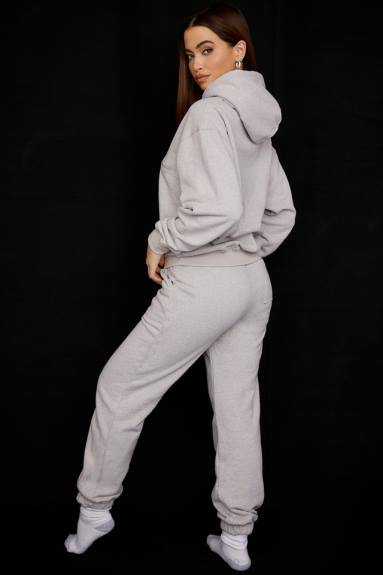 vestiario esso House of CB pantaloni jogging grigio chiaro con retro in pile X44T944