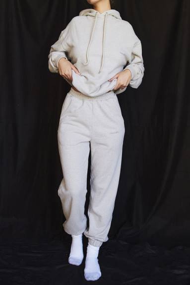 vestiario esso House of CB pantaloni jogging grigio chiaro con retro in pile X44T944