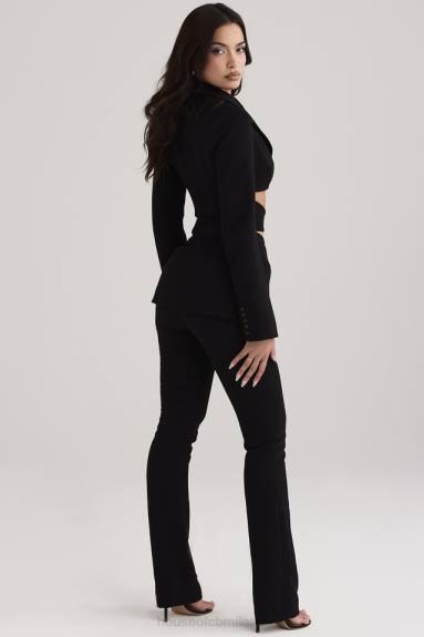 vestiario esso House of CB pantaloni layla neri con davanti a V X44T928