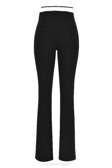 vestiario esso House of CB pantaloni layla neri con davanti a V X44T928