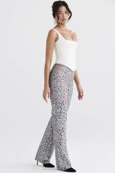 vestiario esso House of CB pantaloni mara in pizzo metallizzato argento X44T886
