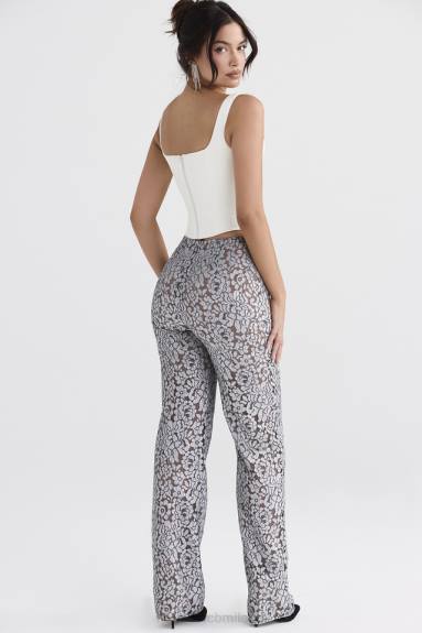 vestiario esso House of CB pantaloni mara in pizzo metallizzato argento X44T886