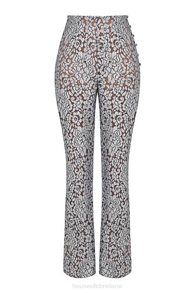 vestiario esso House of CB pantaloni mara in pizzo metallizzato argento X44T886