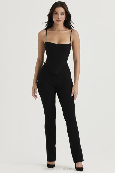 vestiario esso House of CB pantaloni neri a vita alta laurel X44T897
