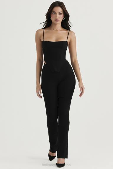 vestiario esso House of CB pantaloni neri a vita alta laurel X44T897