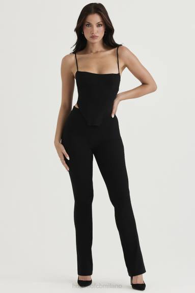 vestiario esso House of CB pantaloni neri a vita alta laurel X44T897