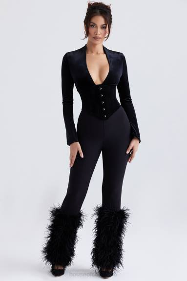vestiario esso House of CB pantaloni nicolette profilati neri X44T888