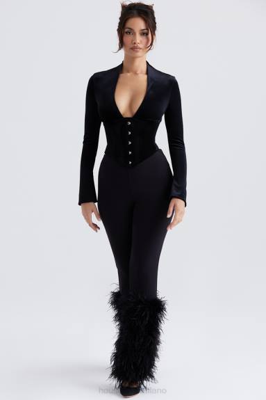 vestiario esso House of CB pantaloni nicolette profilati neri X44T888