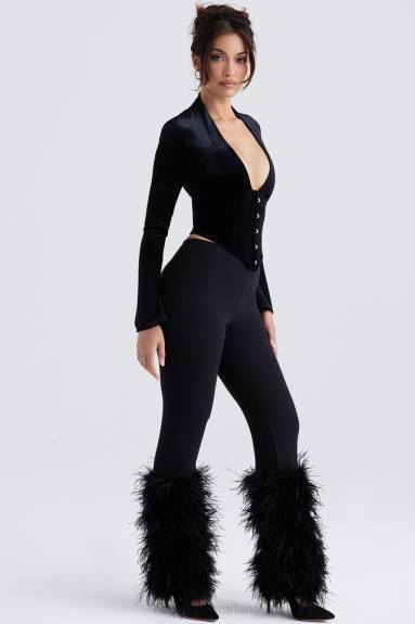 vestiario esso House of CB pantaloni nicolette profilati neri X44T888