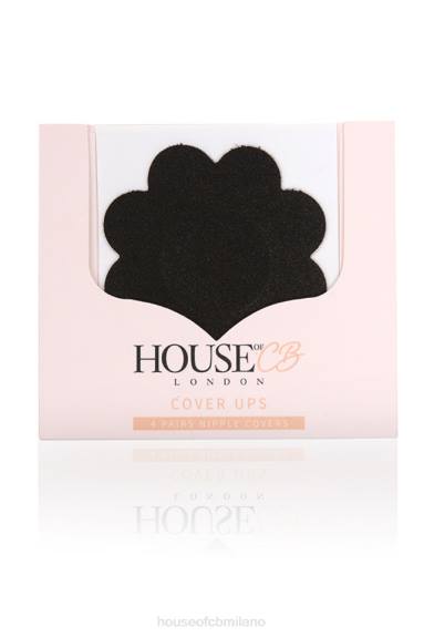 vestiario esso House of CB set di 4 copricapezzoli a forma di fiore neri X44T1321