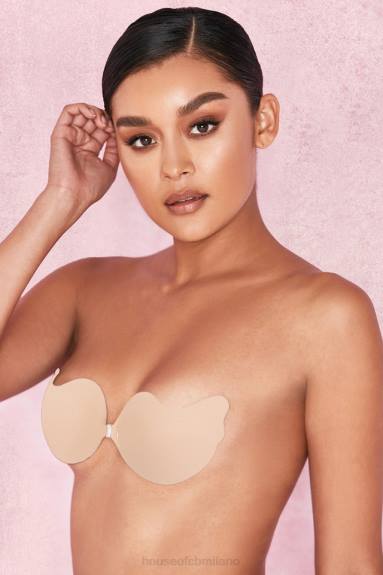 vestiario esso House of CB Reggiseno a V in microfibra stampata con chiusura frontale - beige X44T1318