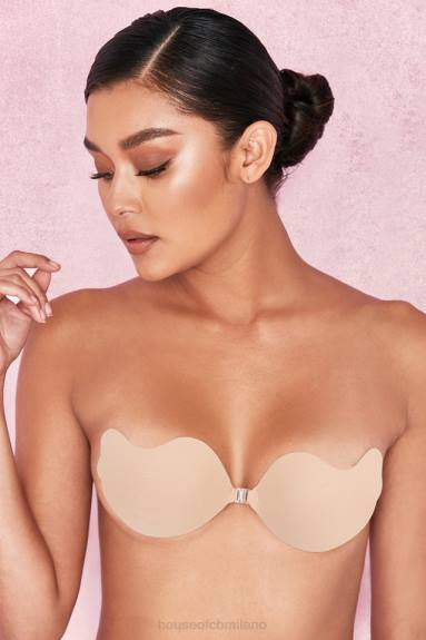 vestiario esso House of CB Reggiseno a V in microfibra stampata con chiusura frontale - beige X44T1318