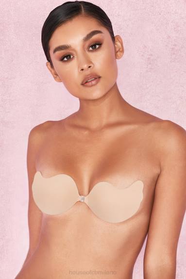 vestiario esso House of CB Reggiseno a V in microfibra stampata con chiusura frontale - beige X44T1318