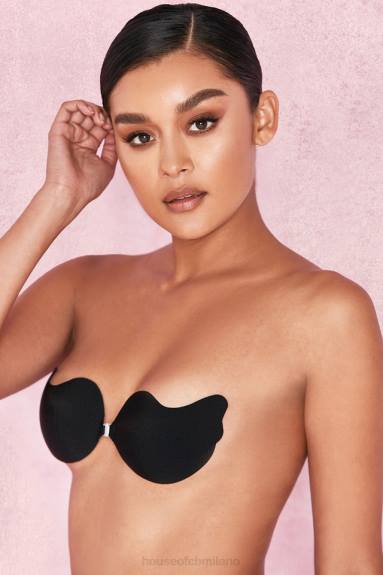 vestiario esso House of CB Reggiseno a V in microfibra stampata con chiusura frontale - nero X44T1319
