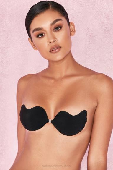 vestiario esso House of CB Reggiseno a V in microfibra stampata con chiusura frontale - nero X44T1319
