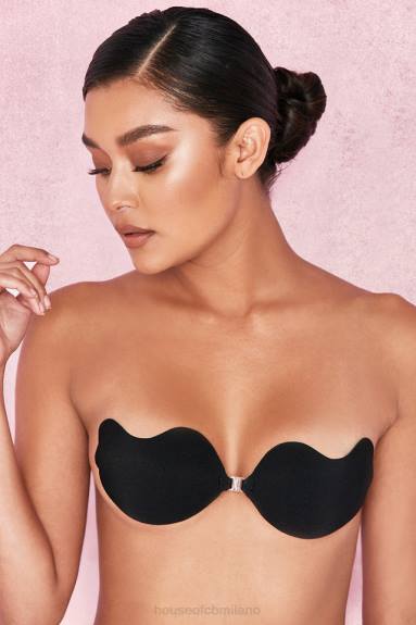 vestiario esso House of CB Reggiseno a V in microfibra stampata con chiusura frontale - nero X44T1319